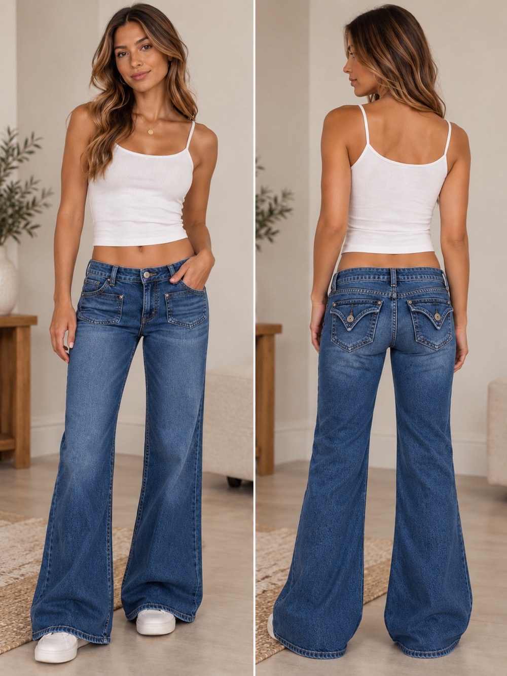 Vintage Hudson Low Rise Wide Leg Jeans Stretch Jeans 29